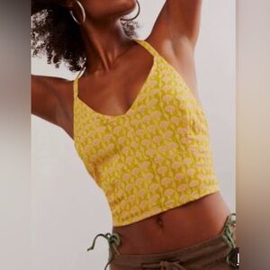 Free People Yellow and Pink Crop Top